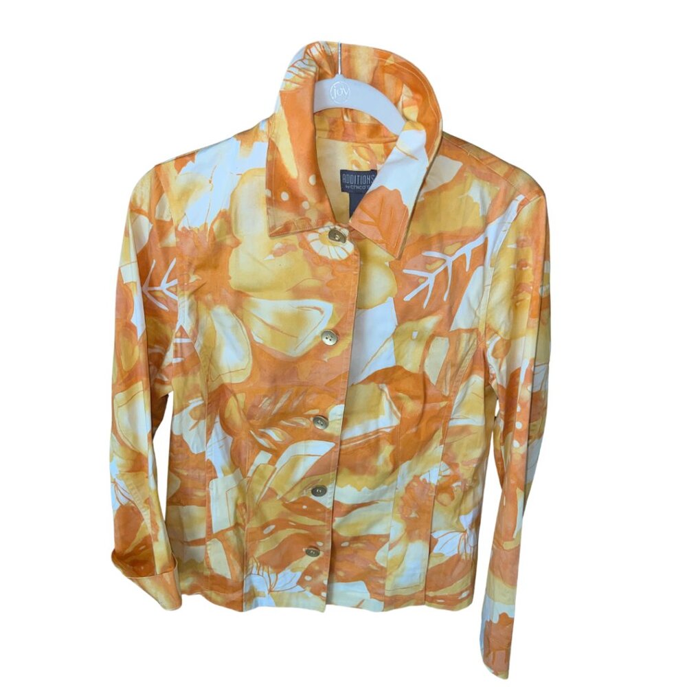 ☀️ Chico’s Sunshine Floral Print Jacket – Size 1 (M/8) ☀️